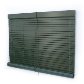 Persiana alicantina verde oscuro de madera enrollable exterior a medida persianasalicantinas.net